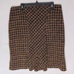Vintage Bellessa Black Orange Brown Tweed Skirt 16